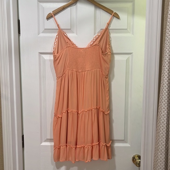 IrisBasic Peach lace bodice summer short mini dress medium NWT - Picture 2 of 7